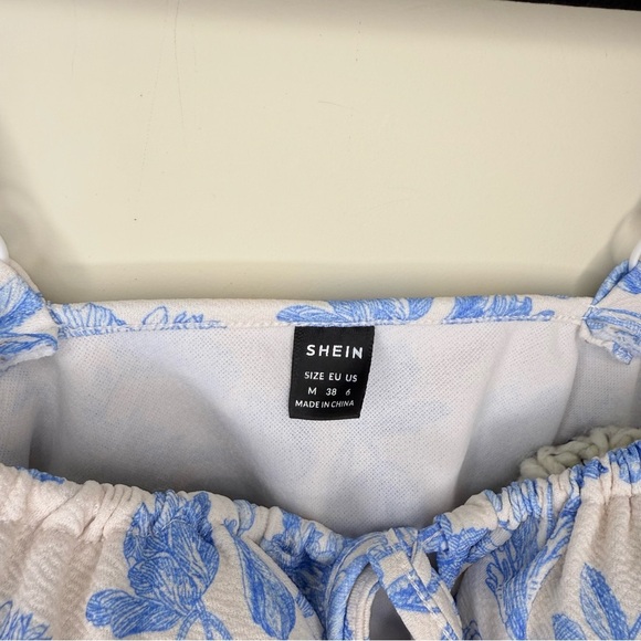 New Blue & White Floral Corset-Style Two-Piece Set – Size 6 Medium SHIEN Outfit - Picture 5 of 9
